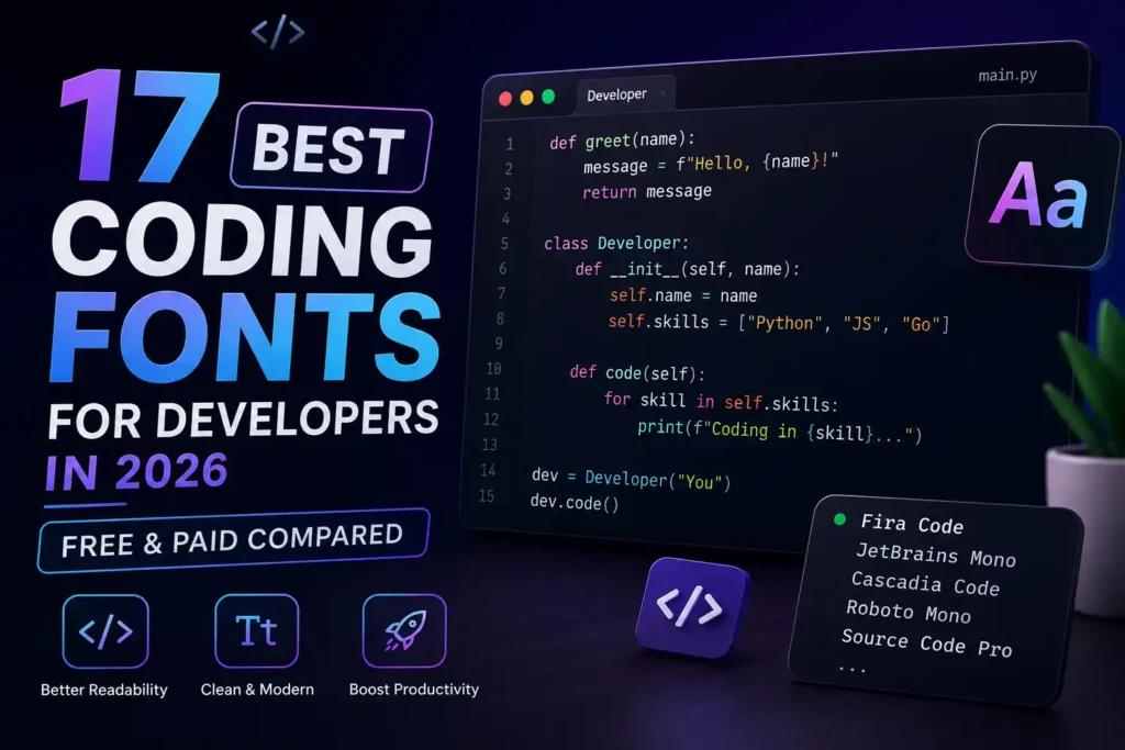 17 Best Coding Fonts for Developers in 2026 (Free & Paid Compared) 1 17 Best Coding Fonts for Developers in 2026 (Free & Paid Compared)